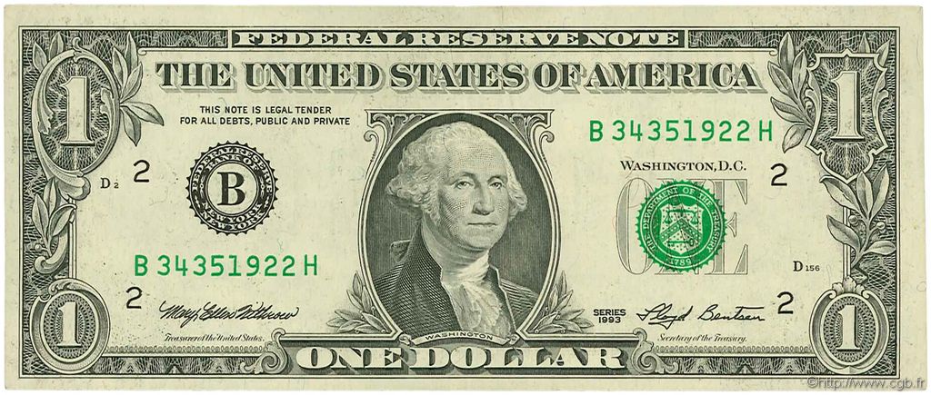 1 Dollar ÉTATS-UNIS D AMÉRIQUE New York 1993 P.490a TTB+