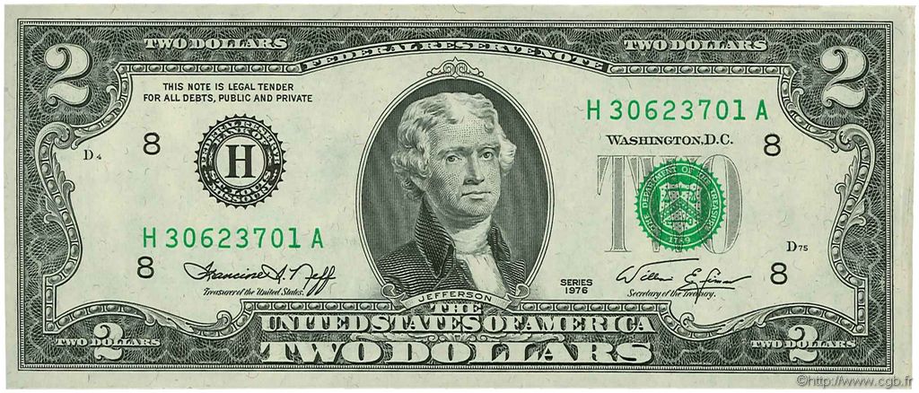 2 Dollars ÉTATS-UNIS D AMÉRIQUE St.Louis 1976 P.461 SPL