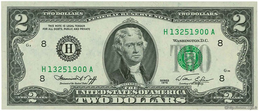 2 Dollars ÉTATS-UNIS D AMÉRIQUE St.Louis 1976 P.461 NEUF