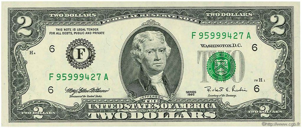 2 Dollars ÉTATS-UNIS D AMÉRIQUE Atlanta 1995 P.497 NEUF