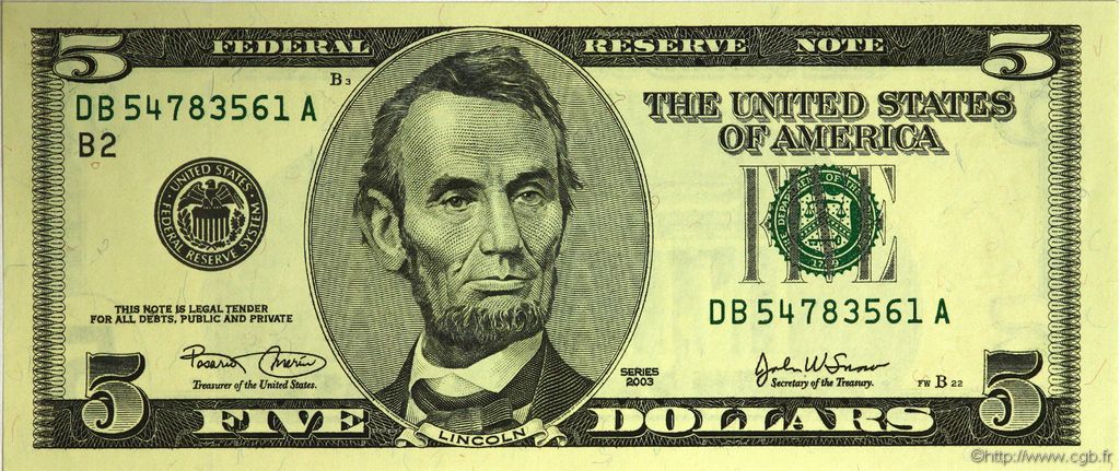 5 Dollars ÉTATS-UNIS D AMÉRIQUE New York 2003 P.517a NEUF