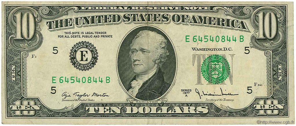 10 Dollars ÉTATS-UNIS D AMÉRIQUE Richmond 1977 P.464b TTB