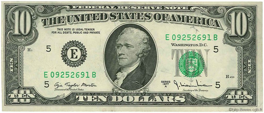 10 Dollars ÉTATS-UNIS D AMÉRIQUE Richmond 1977 P.464b SUP+
