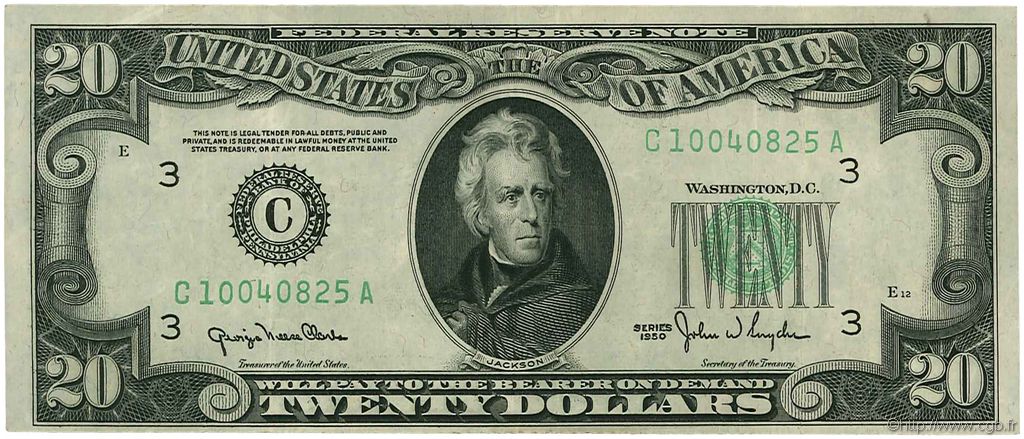 20 Dollars ÉTATS-UNIS D AMÉRIQUE Philadelphia 1950 P.440a TTB+