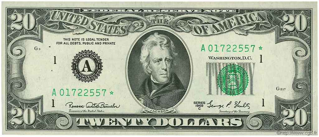 20 Dollars ÉTATS-UNIS D AMÉRIQUE Boston 1969 P.452d SUP