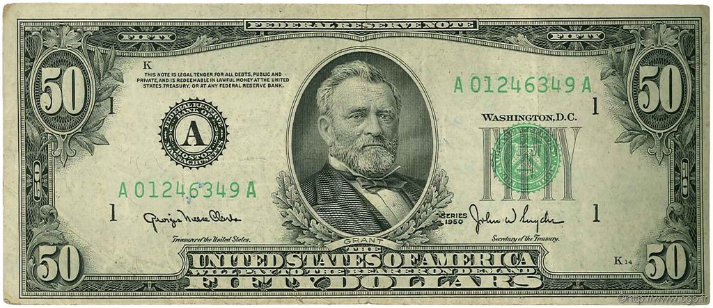 50 Dollars ÉTATS-UNIS D AMÉRIQUE Boston 1950 P.441 TB+