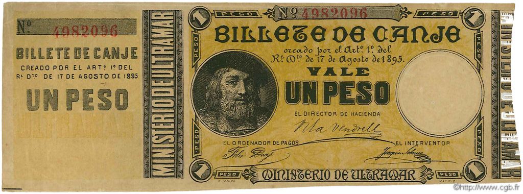 1 Peso PORTO RICO  1895 P.07a SPL