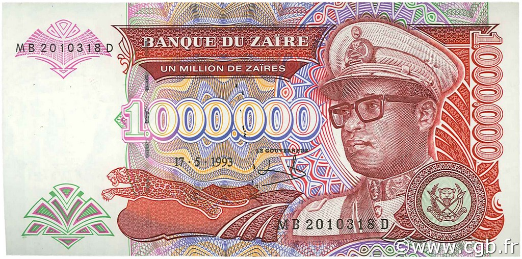 1000000 Zaïres ZAÏRE  1993 P.45b SPL