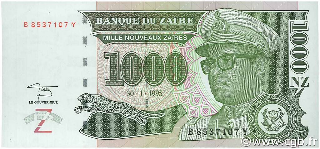 1000 Nouveaux Zaïres ZAÏRE  1995 P.67 NEUF