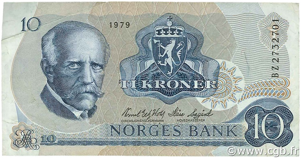 10 Kroner NORVÈGE  1979 P.36c TB