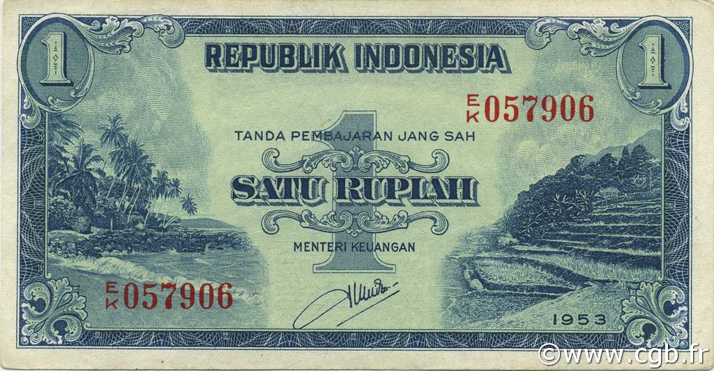 1 Rupiah INDONÉSIE  1953 P.040 SPL
