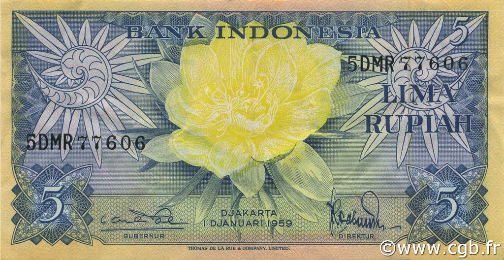 5 Rupiah INDONÉSIE  1959 P.065 SUP
