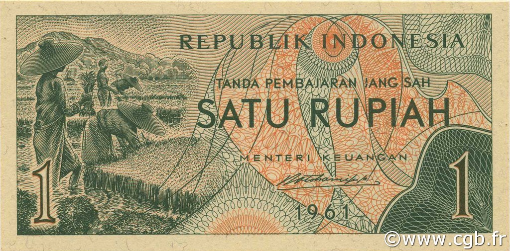 1 Rupiah INDONESIA  1961 P.078 UNC