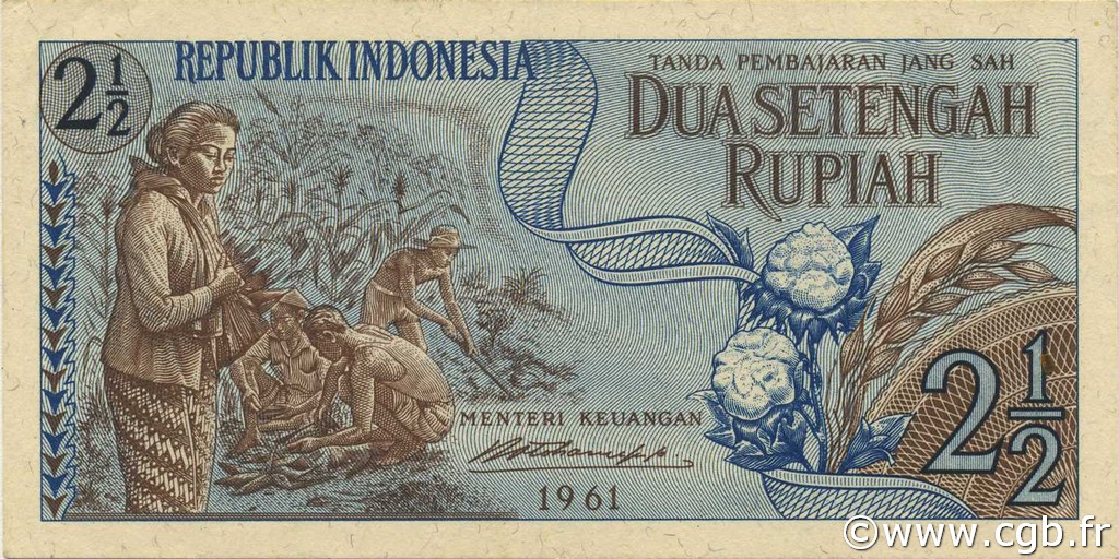 2 ½ Rupiah INDONÉSIE  1961 P.079a SPL