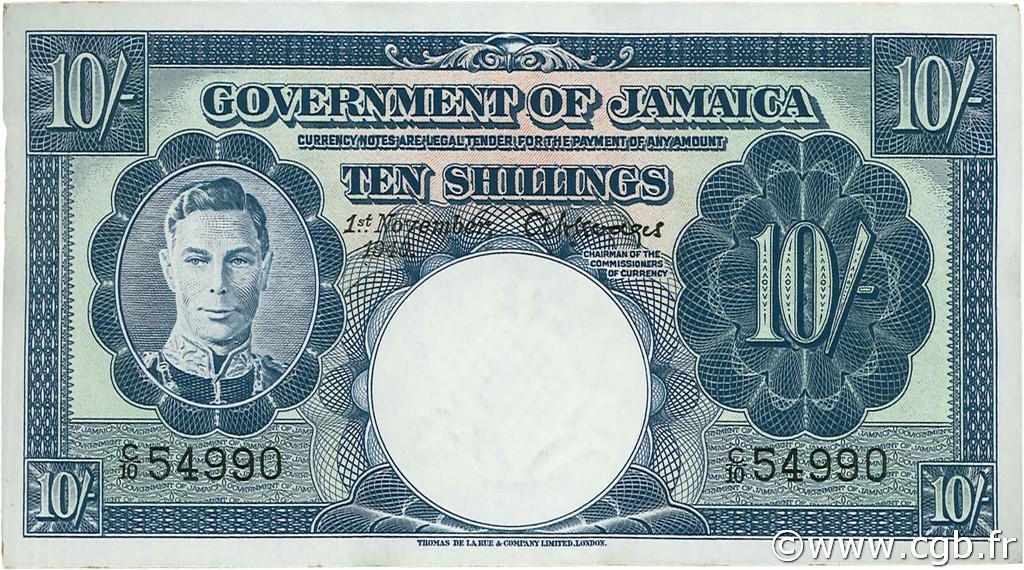 10 Shillings JAMAICA  1940 P.38b EBC+