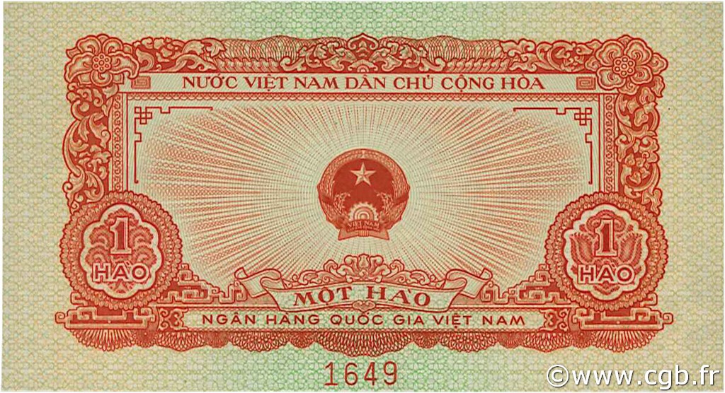1 Hao Spécimen VIET NAM   1958 P.068s NEUF