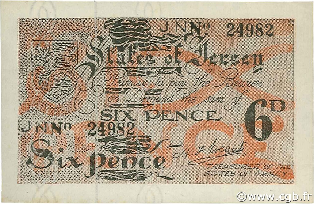 6 Pence JERSEY  1941 P.01a SPL