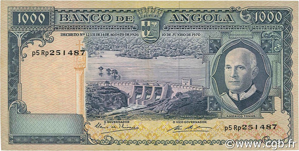 1000 Escudos ANGOLA  1970 P.098 TTB à SUP