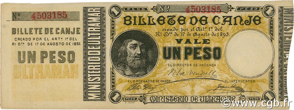 1 Peso PORTO RICO  1895 P.07a pr.NEUF