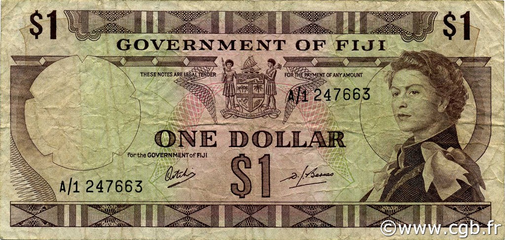 1 Dollar FIDJI  1969 P.059a TB