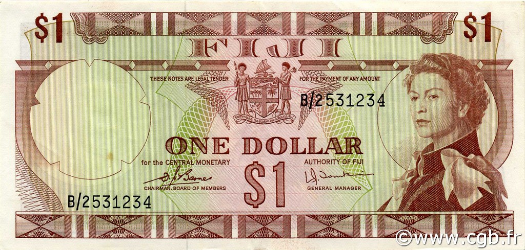 1 Dollar FIDJI  1974 P.071b SUP