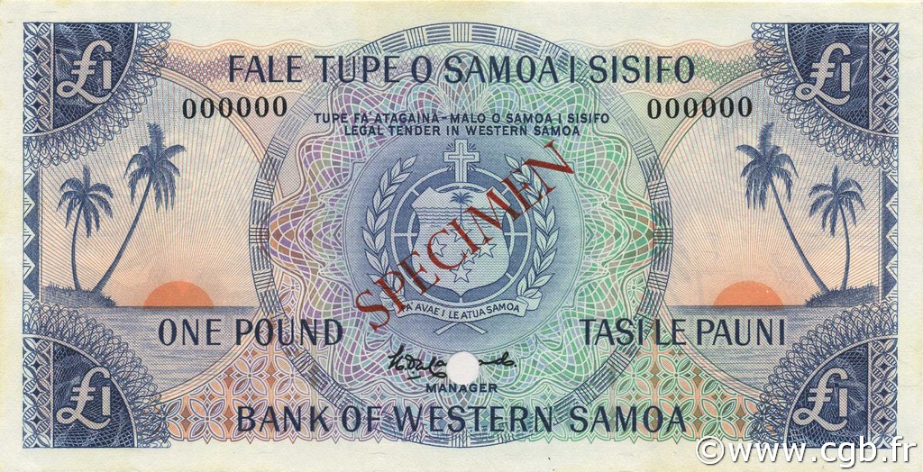 1 Pound Spécimen SAMOA  1963 P.14s pr.NEUF