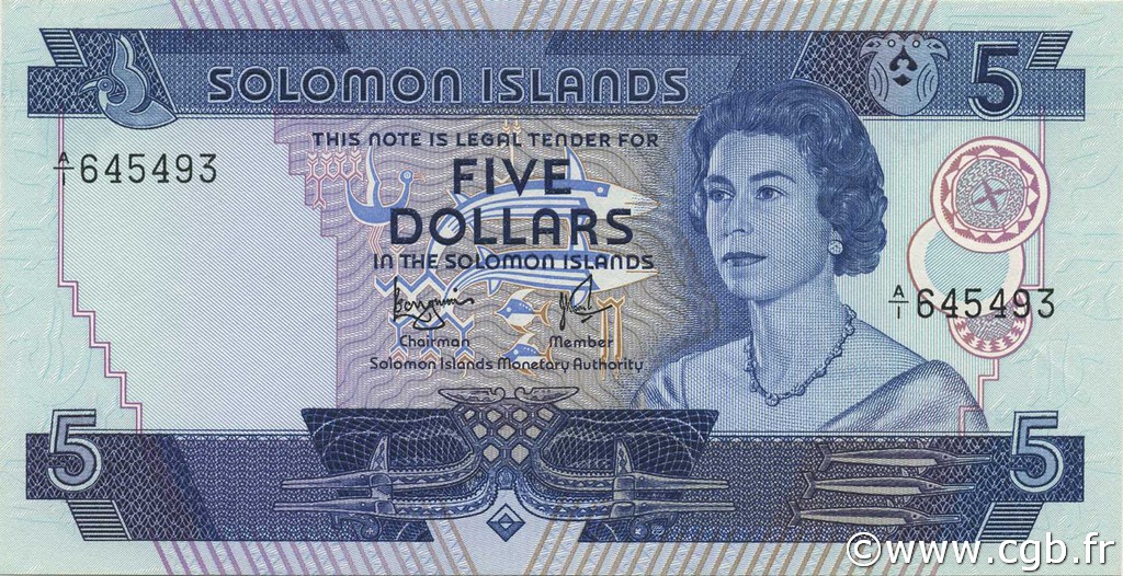 5 Dollars ÎLES SALOMON  1977 P.06b NEUF