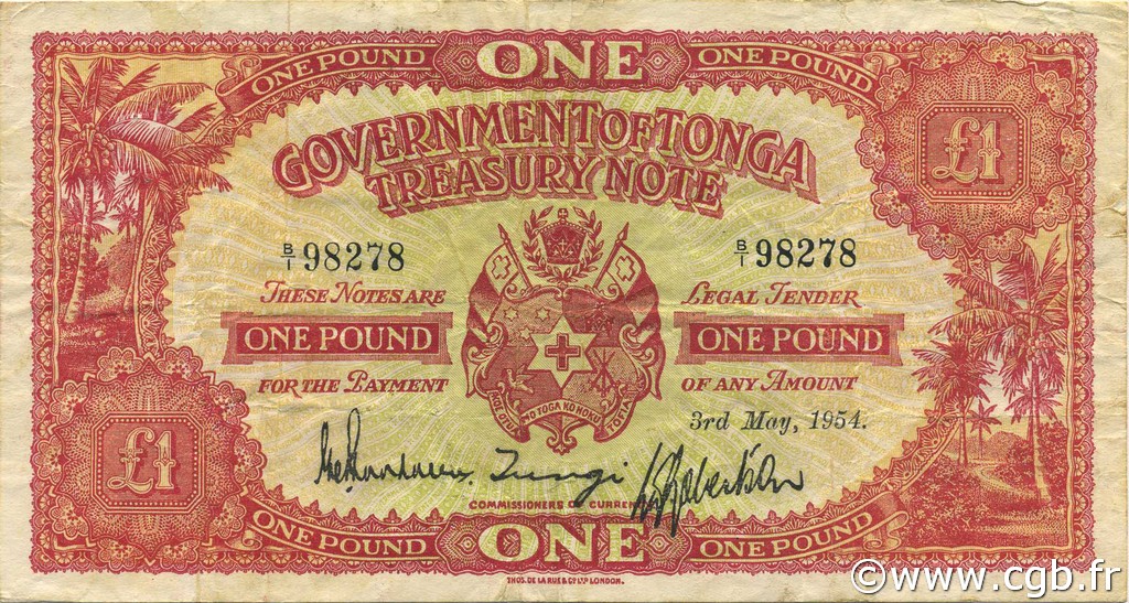1 Pound TONGA  1954 P.11b TTB
