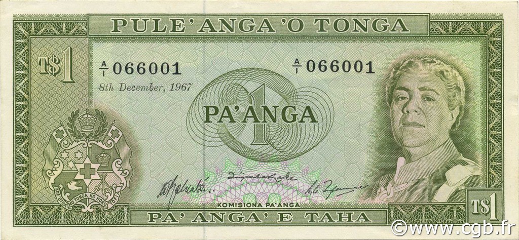 1 Pa anga TONGA  1967 P.14b SPL