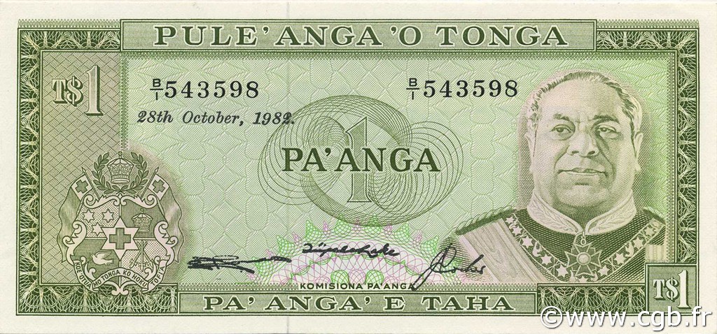 1 Pa anga TONGA  1982 P.19c pr.NEUF