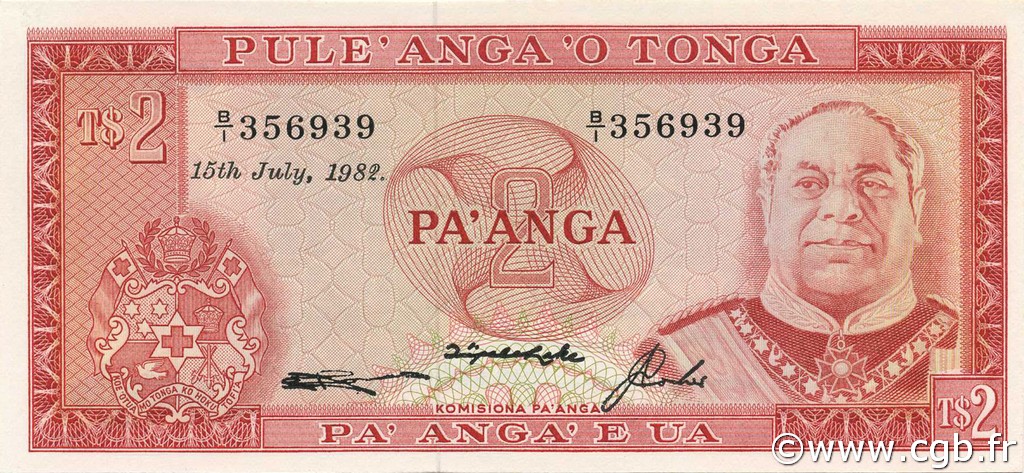 2 Pa anga TONGA  1982 P.20c NEUF