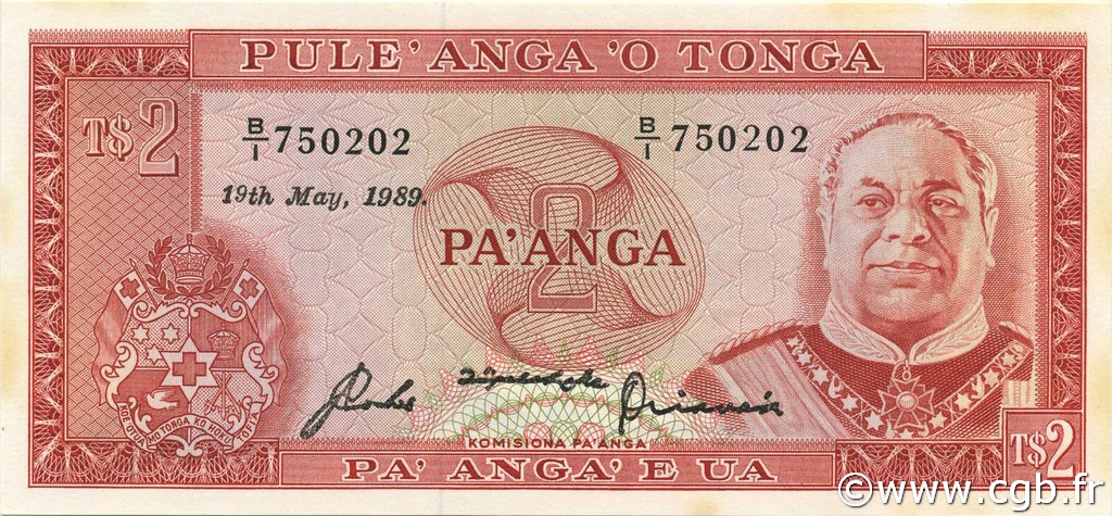 2 Pa anga TONGA  1989 P.20c NEUF