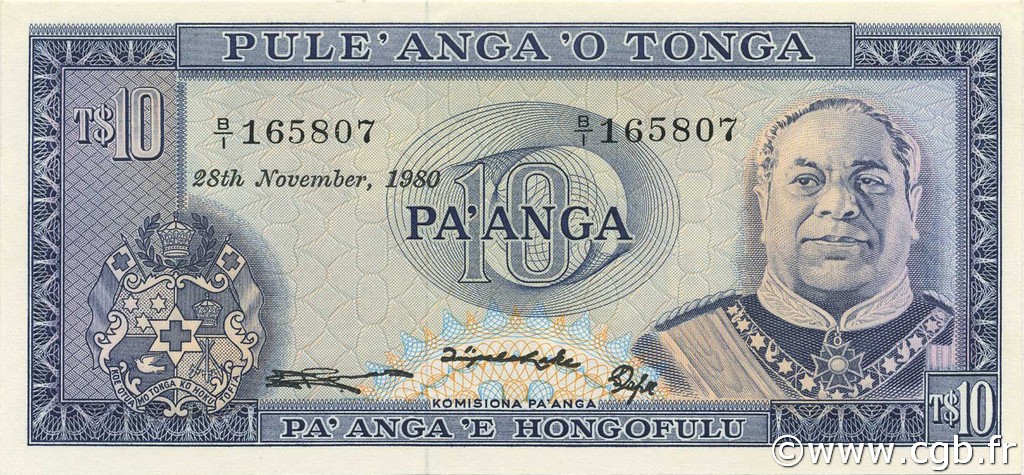 10 Pa anga TONGA  1980 P.22b SPL