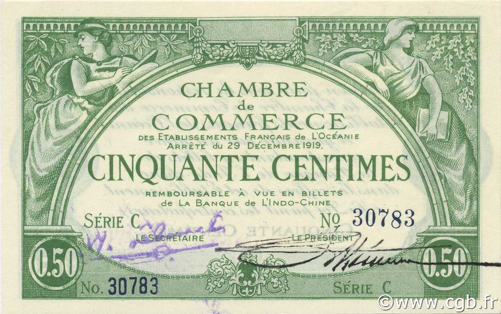 50 Centimes OCÉANIE  1919 P.02a NEUF
