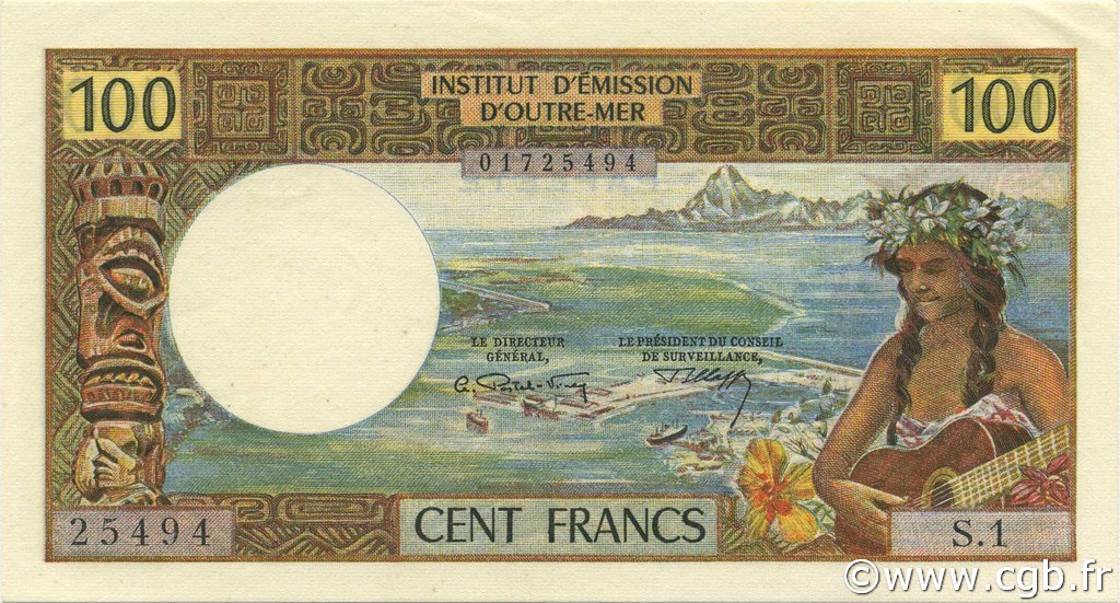 100 Francs TAHITI  1969 P.23 pr.SPL
