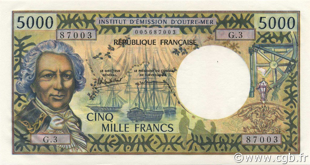 5000 Francs TAHITI  1985 P.28d NEUF