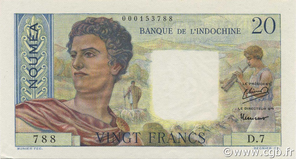 20 Francs NOUVELLE CALÉDONIE  1951 P.50a SUP+