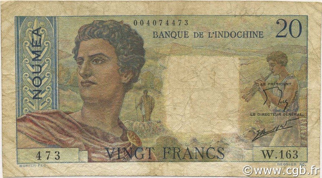 20 Francs NOUVELLE CALÉDONIE  1963 P.50c TB