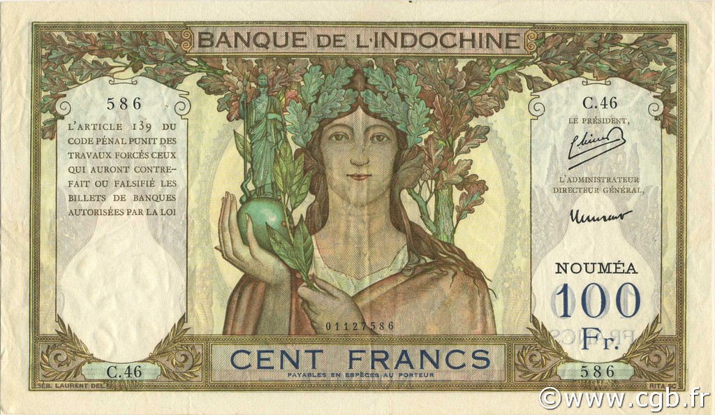 100 Francs NOUVELLE CALÉDONIE  1953 P.42c pr.SUP