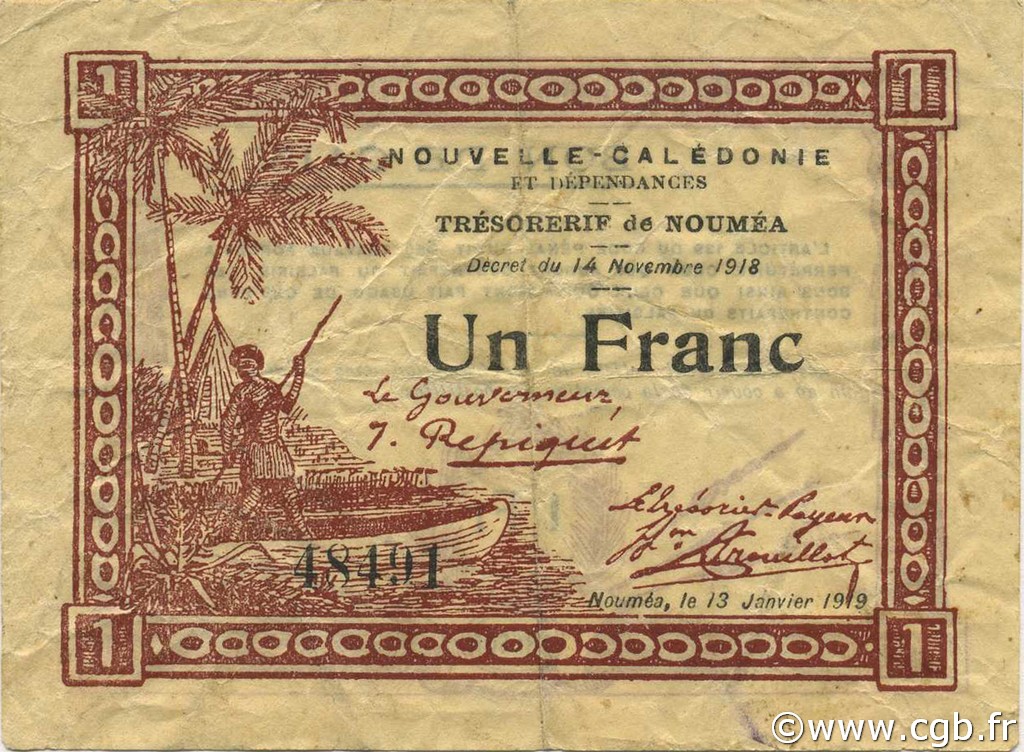 1 Franc NOUVELLE CALÉDONIE  1919 P.34a pr.TTB