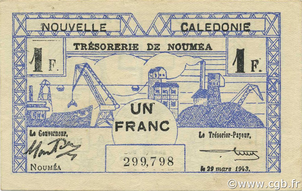 1 Franc NOUVELLE CALÉDONIE  1943 P.55b AU