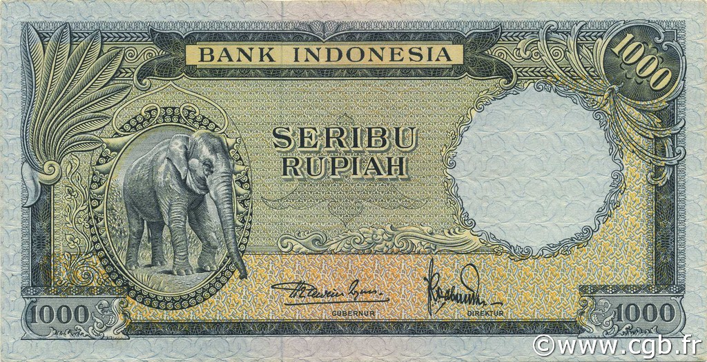 1000 Rupiah INDONÉSIE  1957 P.053 TTB+