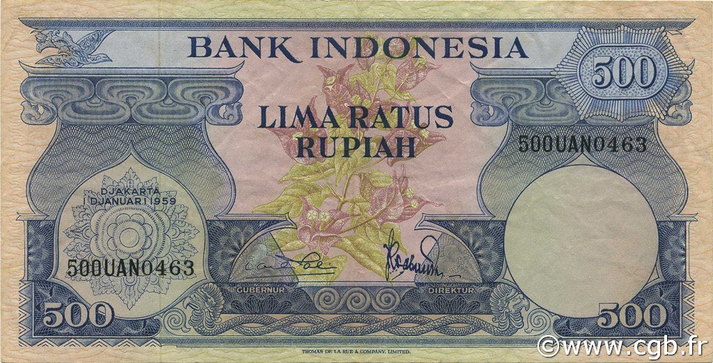 500 Rupiah INDONÉSIE  1959 P.070a TTB à SUP