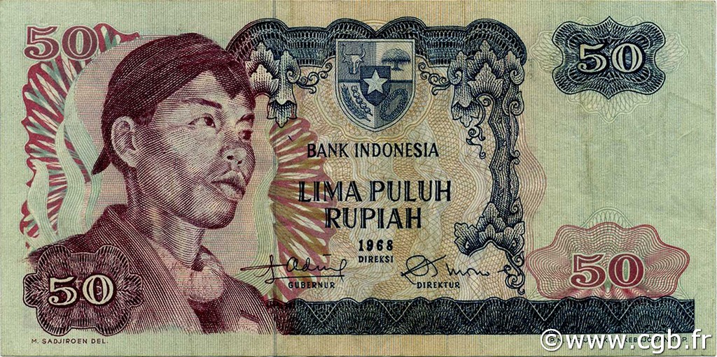 50 Rupiah INDONÉSIE  1968 P.107a TTB