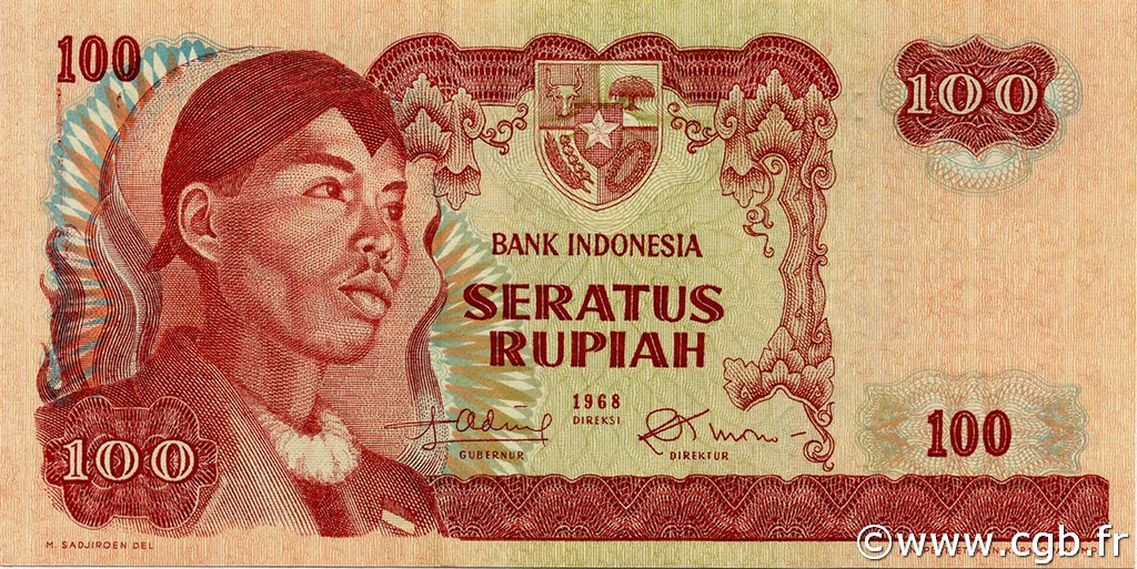 100 Rupiah INDONÉSIE  1968 P.108a SPL+
