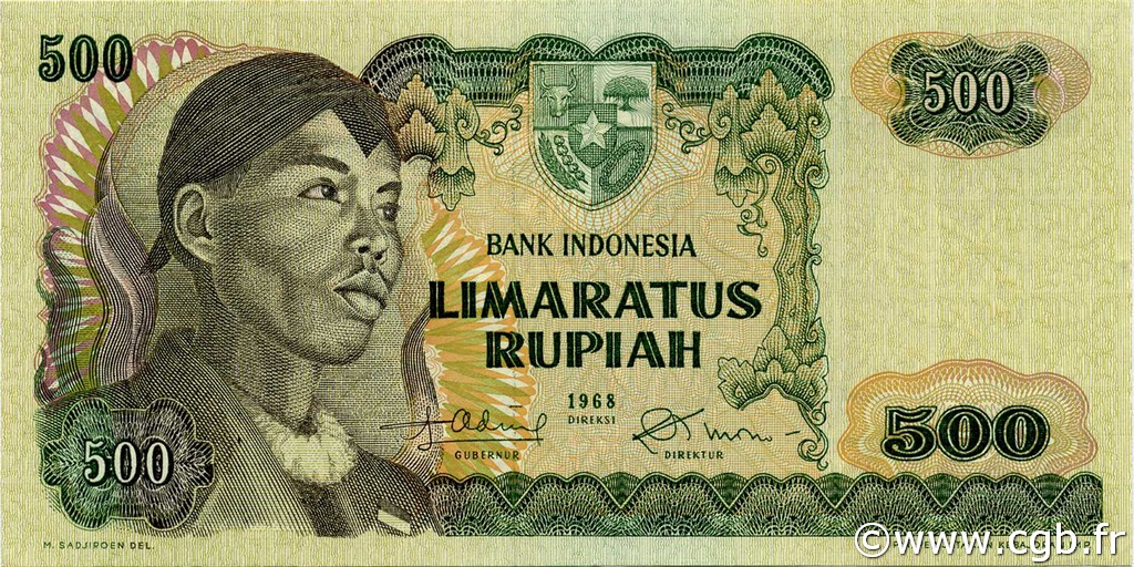 500 Rupiah INDONÉSIE  1968 P.109a SPL+