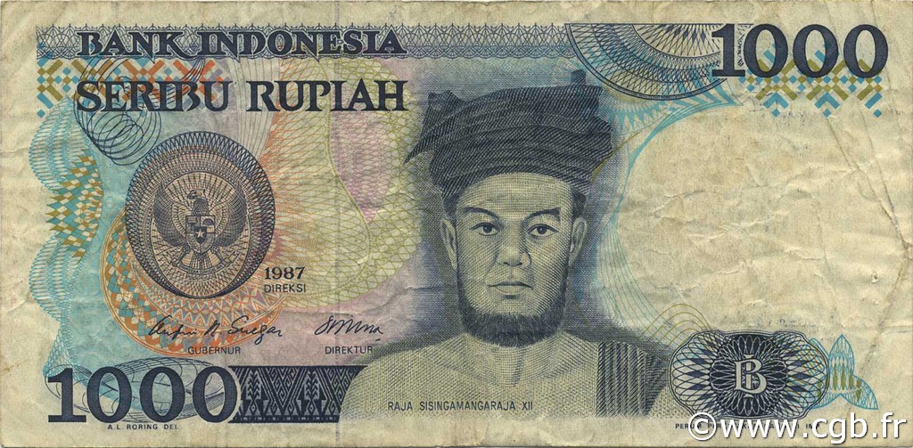 1000 Rupiah INDONESIA  1987 P.124a XF+