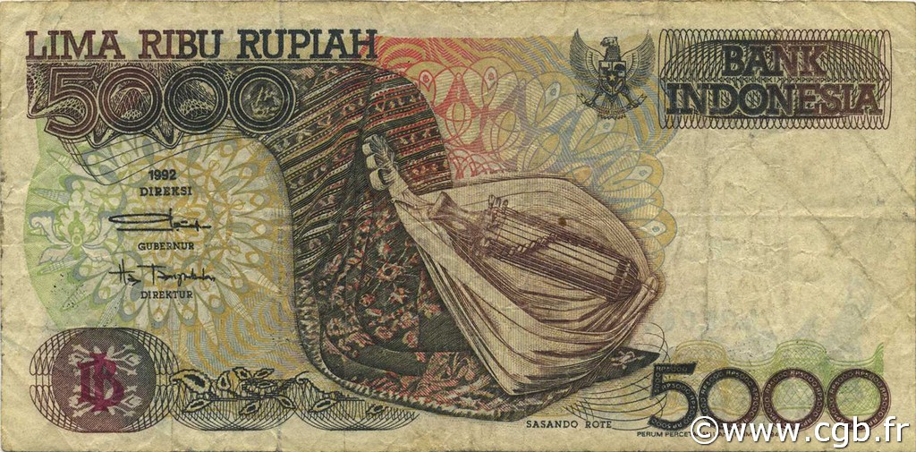 5000 Rupiah INDONÉSIE  1994 P.130c TB