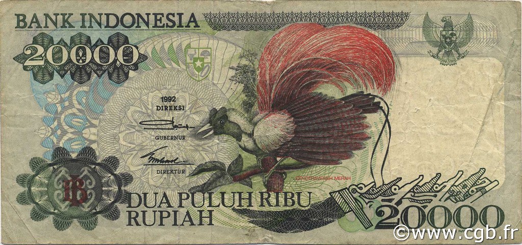 20000 Rupiah INDONÉSIE  1992 P.132a TTB