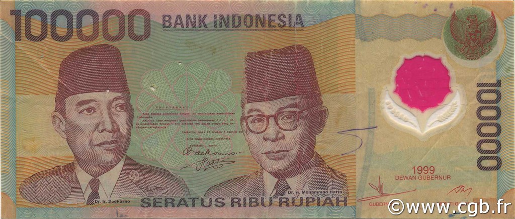 100000 Rupiah INDONÉSIE  1999 P.140 TB+